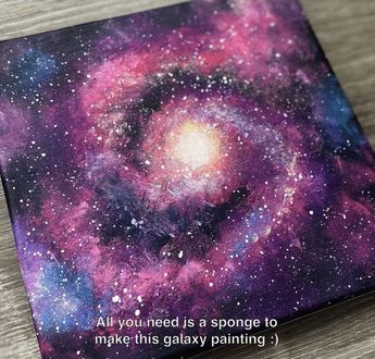 Space Related Paintings, Space Painting On Canvas, Diy Galaxy Painting Easy, Painting Space Ideas, Sponge Art Painting Ideas, Acrylic Universe Painting, Step By Step Galaxy Painting, Space Paintings Acrylic, How To Make Galaxy Painting