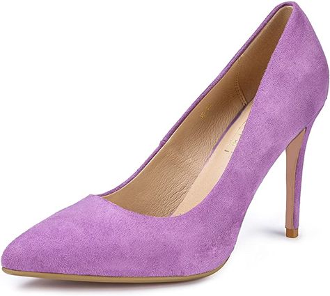 Amazon.com | IDIFU Women's IN4 Classic Pointed Toe High Heels Pumps Wedding Dress Office Shoes | Pumps Lavender Shoes Outfit, Lavender Shoes, Dress Office, Beautiful High Heels, Office Shoes, Heels Pumps, High Heels Stilettos, High Heel Pumps, Chunky Heels