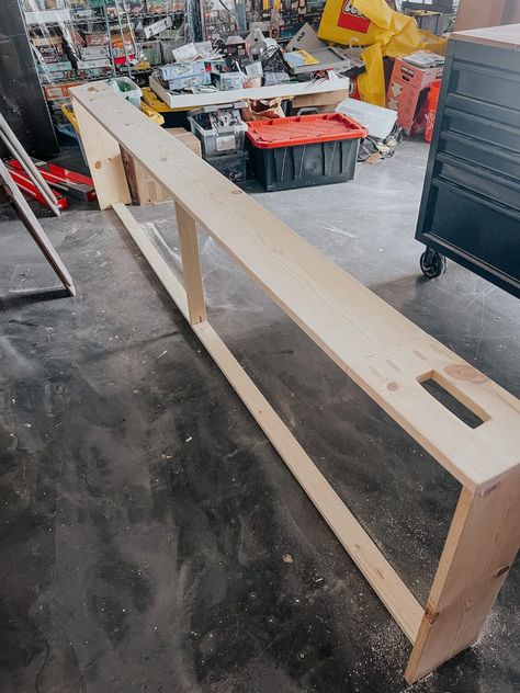 How To Build Behind Couch Table, Sectional Sofa Table Ideas, Diy Couch Shelf, Console Table Behind Sectional Against Wall, Behind The Sofa Table Diy, Couch Console Table Diy, Small Table Behind Sofa, Organizer Behind Sofa, Diy Couch End Table