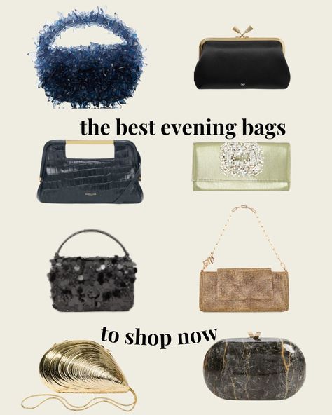 The Best Evening Bags To Shop Now Luxury Evening Bags, Holiday Evening Bags, Chic Evening Bags, Late Night Dinner, Chic Purses, Evening Accessories, Black Evening Bag, Sequin Bag, Nina Shoes