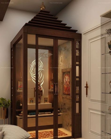 Pooja Room Sliding Door, Temple Wardrobe, Small Pooja Room In Living Room, Pooja Room Ideas Indian Modern, Grill Design Modern, Pooja Design, Window Aluminium, Grills Design, Golden Palette