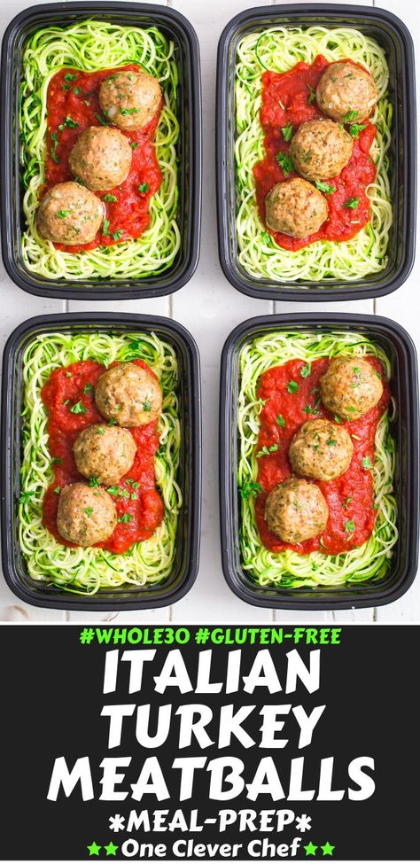 Whole30 Turkey Meatballs, Italian Turkey Meatballs, Zucchini Recipes Healthy, Clean Protein, Healthy Weeknight Meals, Meal Prep Bowls, Healthy Low Carb Recipes, Turkey Meatballs, Cooking Turkey