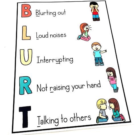 Blurt Chart Behavior Management, Kindergarten Behavior Charts, Blurt Chart, Kindergarten Management, Kindergarten Behavior, Classroom Management Elementary, Behavior Plans, Classroom Schedule, Classroom Hacks