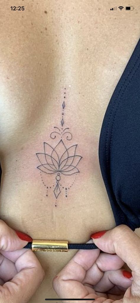 Underboob Tattoo Designs, Tato Minimal, Small Pretty Tattoos, Petite Tattoos, Spine Tattoos For Women, Sternum Tattoo, Thigh Tattoos Women, Discreet Tattoos, Dainty Tattoos