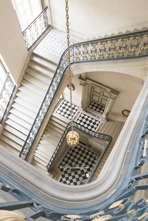 The Questel Staircase, Versailles, by Georgianna Lane Stair Case, Palace Of Versailles, Stairway To Heaven, Grand Staircase, Classic Interior, Staircase Design, Interior Inspo, House Inspo, Dream Home Design