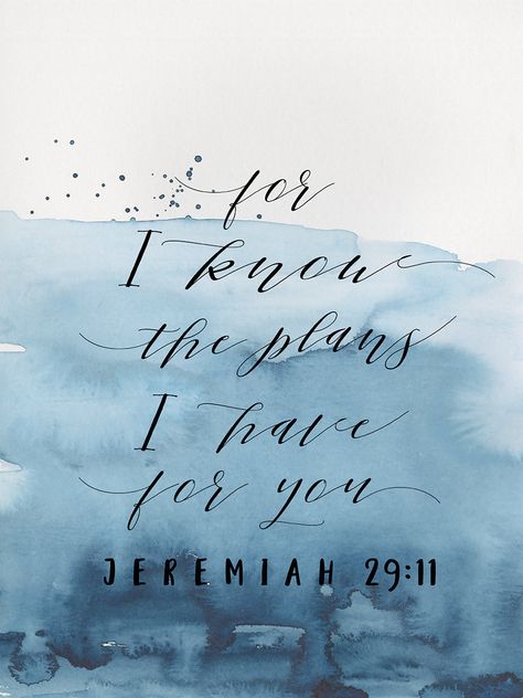 Over a blue wash of watercolor paint, a scripted font reads the text from Jeremiah 29:11, "For I know the plans I have for you." For I Know the Plans…. by Caroline Simas is produced with printing that covers the entirety of the canvas for a sleek and stylish museum-quality look. Our framed prints are made by expert craftsmen who strive to make each canvas the masterpiece that your home deserves. Each of our framed canvas art prints is hand-crafted and made-to-order to give it a high quality and God Encouragement, Short Bible Verses, Simple Sayings, Scripture Art Print, Gospel Quotes, Christian Posters, Christian Bible Quotes, I Know The Plans, Bible Facts