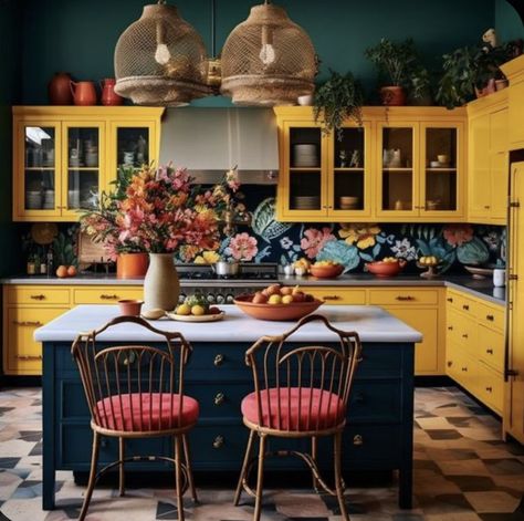 Estilo Kitsch, Maximalist Kitchen, Spanish Home Decor, Makeover Kitchen, Wall Decor Kitchen, Eclectic Kitchen, Kitchen Organisation, Maximalist Decor, Boho Kitchen