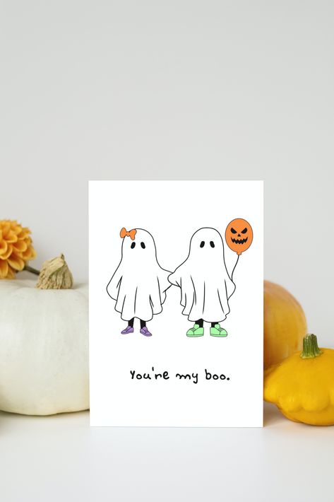 Diy Halloween Cards For Boyfriend, Diy Happy Anniversary Cards, Halloween Anniversary Cards, Halloween Handmade Cards, Anniversary Card Printable, Halloween Cards Diy, Yt Ideas, Pun Cards, Lovers Card