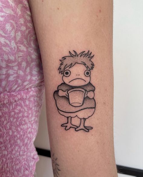 Ponyo Tattoo, Cat Portrait Tattoos, Studio Ghibli Tattoo, Small Chest Tattoos, Small Shoulder Tattoos, Ghibli Tattoo, Cute Little Tattoos, Cute Tiny Tattoos, Lily Tattoo