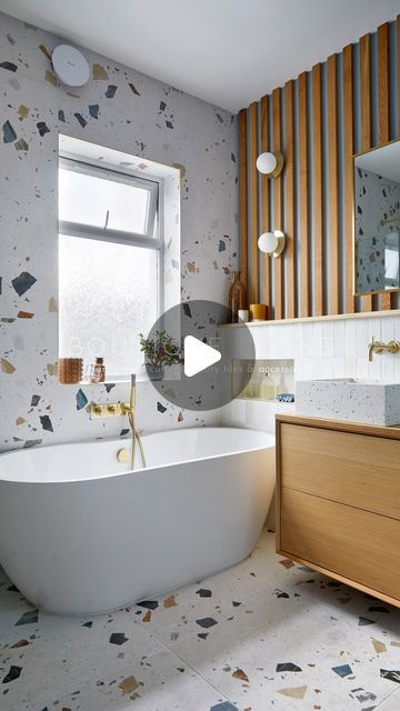 Boutique Stone on Instagram: "Build your stunning bathroom or kitchen with Ravello Terrazzo porcelain. Part of our curated, terrazzo-effect porcelain range, it is available in 60x60, 80x80, 60x120, and 120x120 and is suitable for walls and floors. It is available in a polished finish too!  Now available in new practical 60x30 size!  Check out the perfect accompaniment ... our Fes Artisan Wall Tiles" Terrazzo Bathroom With Tub, Speckled Tile Bathroom, Terrazzo Tile Bathroom Floor, Terrazo Bathroom Flooring, Terrazzo Flooring Bathroom, Terrazo Bathroom Floor, Terrazo Tile Bathroom Ideas, Terrazo Tiles Bathroom, Grey Terrazzo Bathroom