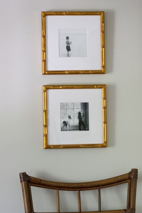 These Mandalay frames from Framebridge display black and white Instagram photos in this master bedroom makeover, which was transformed as part of the One Room Challenge. Target Basket, Gold Gallery Wall, Bamboo Picture Frames, Ikea Pictures, Open Living Room Design, Navy Living Rooms, Black And White Instagram, White Photo Frames, Display Family Photos