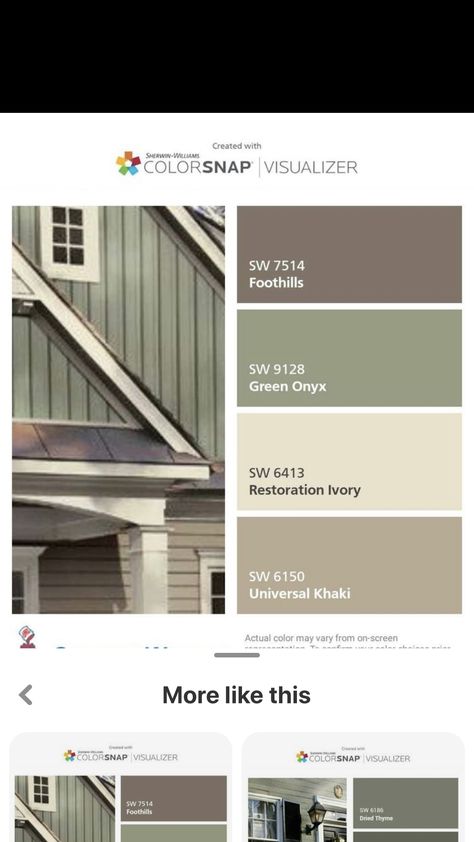 Tan Black Exterior House, Tan Siding With Brick, Green And Beige House Exterior, Cream And Brown Exterior House Color, Sage Green Siding With Brick, Sage Green And Cream House Exterior, Tan And Green House Exterior, Beige House With Green Trim, Green Exterior House Colors With Brown Roof