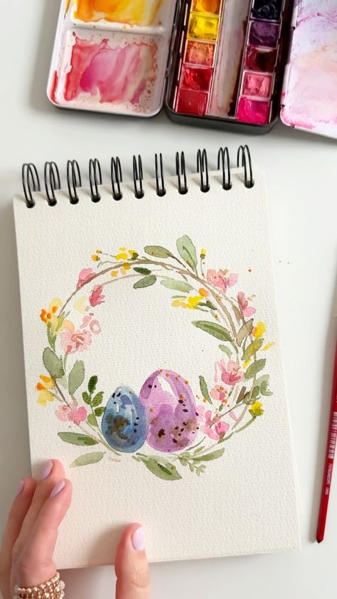 Anna Koliadych (@dearannart) • Instagram photos and videos Spring Watercolor Cards, Watercolour Easter, Easter Cards Handmade Watercolor, Watercolour Easter Cards, Watercolor Easter Cards, Easter Watercolor Paintings Easy, Easter Watercolor Cards, Watercolor Spring, Easter Card