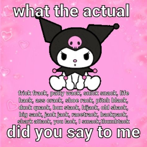 Kuromi Quotes, Kuromi Reaction Pics, Hello Kitty In Love, Kuromi As A Human, Sanrio Reaction Pics, Kuromi Funny, Kuromi Mood, Love Mood Pics, Sanrio Funny