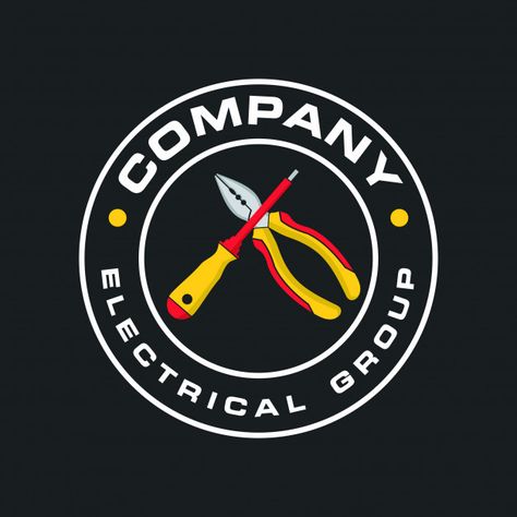 Electrical logo Premium Vector | Premium Vector #Freepik #vector #logo #home #worker #tools Electrical Logo Design Graphics, Electrical Logo Design Ideas, Electrical Company Logo, Electrical Logo, Electricity Logo, Electrician Logo, Company Name Ideas, Energy Logo Design, Home Symbol