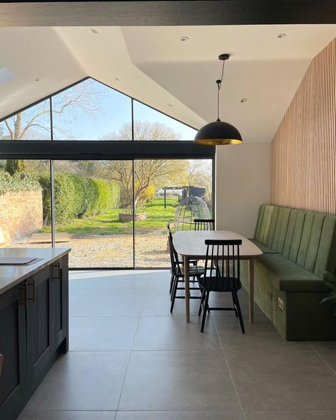 Glazed Gable End Extension, Gable End Kitchen Extension, Glass Gable End Extension, Gable End Extension, Duck Egg Blue Kitchen, Kitchen Diner Extension, One Thing At A Time, House Makeover, House Extension Design