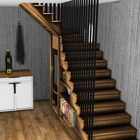 Sims 4 Stairs Cc, Sims 4 Stairs, Modern Industrial House, Living Room Sims 4, Sims Challenge, Die Sims 4, Play Sims 4, Play Sims, Casas The Sims 4