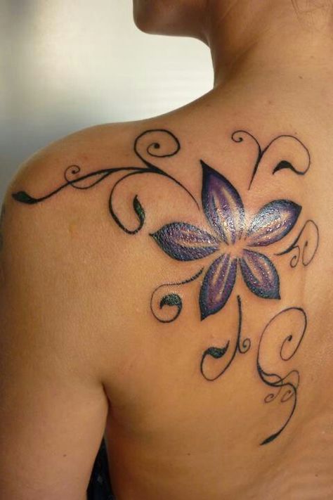 Flower tattoo Flower Shoulder Tattoos, Tattoos For Women Flowers, Shoulder Arm Tattoos, Flower Tattoo Shoulder, Hawaiian Tattoo, Vine Tattoos, Shoulder Tattoos, Shoulder Tattoos For Women, Arm Tattoos For Women