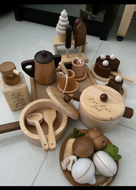 Kids Toys Aesthetic, Aesthetic Hacks, Toddler Kitchen Set, Toys Aesthetic, Wooden Kitchen Accessories, Mini Stove, Toddler Kitchen, Baby Wishlist, Kids Play Kitchen