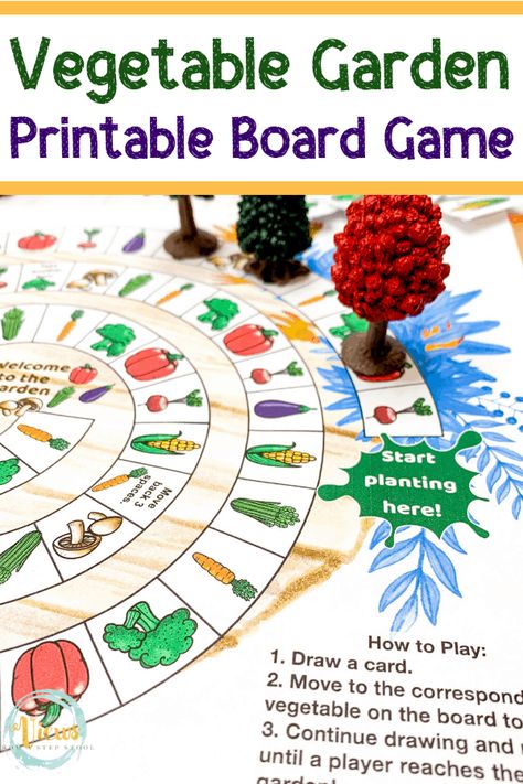 This free printable garden board game is perfect for kids. Children will enjoy drawing a vegetable card and moving around the board to plant their garden. #gardenactivities #kidsactivities #printableboardgames #gardenboardgame #toddlers #preschool #elementary Gardening Games For Kids, Games With Food, Homemade Board Games For Kids, Diy Board Games For Kids, Gardening Activities For Kids, Gardening Kids Activities, Printable Board Game, Preschool Board Games, Garden Board