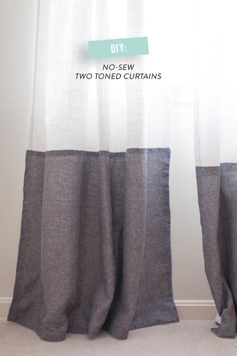 DIY No-Sew Two Tone Curtains  Read more - http://www.stylemepretty.com/living/2014/03/18/diy-no-sew-two-tone-curtains/ Dream Status, Two Tone Curtains, Sewing Curtains, Curtains And Draperies, No Sew Curtains, Drop Cloth Curtains, Rustic Curtains, Cafe Curtains, Home Curtains