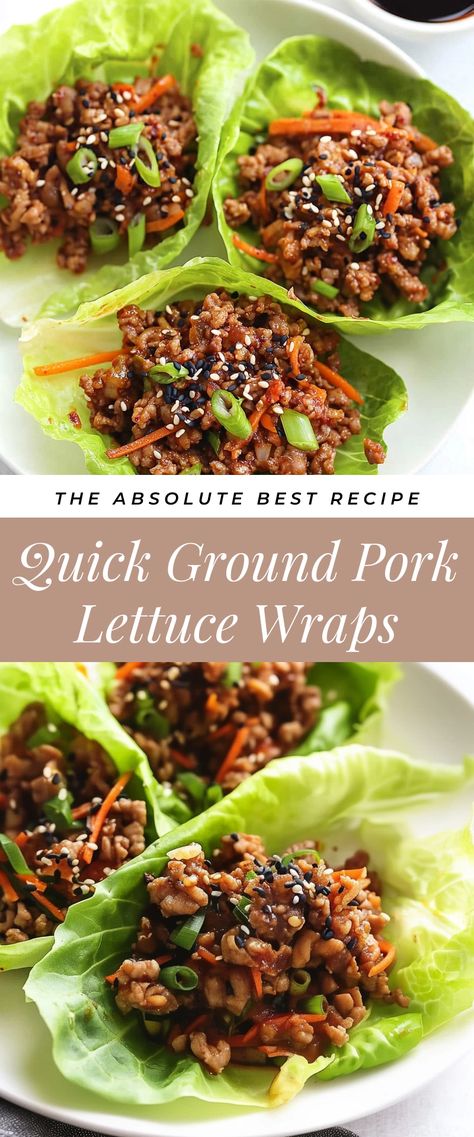 Image for Quick Ground Pork Lettuce Wraps Ground Pork Lettuce Wraps, Plate Of Spaghetti, Lemongrass Paste, Pork Lettuce Wraps, Pork Salad, Duck Sauce, Bread Recipes Sweet, Hoisin Sauce, Recipes Sweet