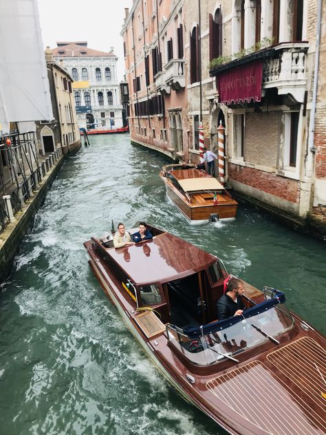 Beautiful Water Taxis in Venice Water Taxi, Venice Boat Aesthetic, Venice Grand Canal Taguig Aesthetic, Water Taxi Venice, Venice Canals Italy, Venice Water Taxi, Boat In Venice, Venice Boat, Grand Canal Venice Italy