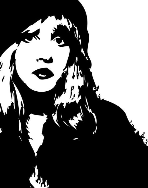 Stevie Nicks Painting Easy, Stevie Nicks Pop Art, Stevie Nicks Svg Free, Stevie Nicks Svg, Stevie Nicks Painting, Stevie Nicks Silhouette, Celebrity Silhouette Art, Celebrity Drawings Easy, Celebrity Stencil