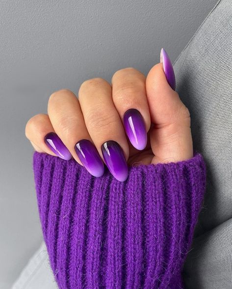 Dark Purple Nails, Purple Ombre Nails, Violet Nails, Purple Nail Art, Purple Nail Polish, Purple Nail Designs, Lavender Nails, Ombre Nail, Simple Acrylic Nails