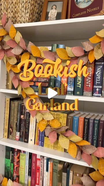 Out of Print 📚 on Instagram: "🍂Decorate for the fall season with a bookish DIY. 

#bookstagram #books #diy #falldiy #craft #fallcraft #falldecor #outofprint #outofprintclothing" Thanksgiving Craft Ideas For Seniors, Fall Bunting Diy, Book Page Leaf Garland, Book Pages Garland, Fall Library Window Display, Fall Library Decor, Diy Book Decor, Fall Photo Backdrop Diy, Book Retreat