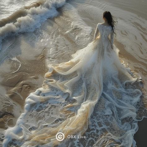 Sea Dress Aesthetic, Ocean Goddess Dress, Dress In Water Photoshoot, White Dress Underwater, Water Nymph Art, Mermaid Jacket, Dress In Water Photoshoot Aesthetic, White Dress Ocean Photoshoot, Wet Wedding