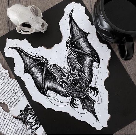 Bats Tattoo Design, Bat Tattoo, Creepy Tattoos, Spooky Tattoos, Halloween Tattoo, Gothic Tattoo, Dark Art Tattoo, Halloween Tattoos, Dark Tattoo