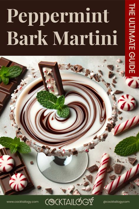 Peppermint Bark Martini: The Ultimate Guide Peppermint Bark Martini, Bark Candy, Chocolate Vodka, Peppermint Martini, White Chocolate Liqueur, Peppermint Syrup, Yummy Alcoholic Drinks, Chocolate Liqueur, Vanilla Vodka