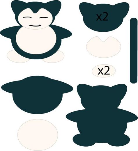 Snorlax Pattern, Snorlax Pokemon, Felt Toys Patterns, Pokemon Pattern, Pokemon Craft, Felt Crafts Patterns, Cute Sewing Projects, Pokemon Party, Plushie Patterns