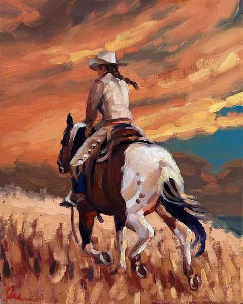 Sarah Dean | Art For Horse Lovers | This is the question I get asked the most on all my videos! It’s been a while since I made a video about it, so let’s chat about that... | Instagram Western Artwork, Gil Elvgren, Western Landscape, Western Paintings, West Art, Western Wall, Desert Art, Cowboy Art, Wow Art