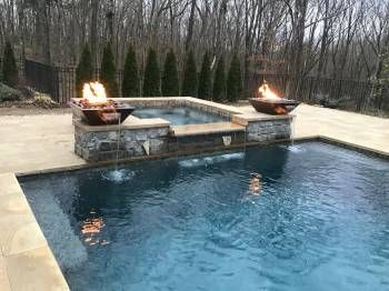 Pool With Raised Spa, Pool With Hot Tub, Custom Hot Tubs, Tanning Ledges, Modern Pool, In Ground Spa, Custom Swimming Pool, Pool Contractors, Pool Renovation