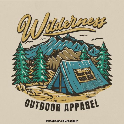 Camping T Shirt Design, Kaos Oblong, Vintage Badge, Wilderness Camping, Illustration Ideas, Hand Drawn Illustration, Drawn Illustration, Badge Design, Memory Books