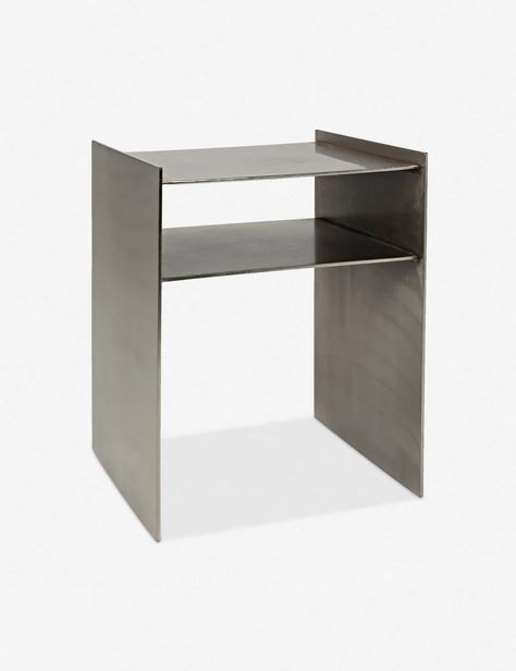 A perfectly modern piece, this nightstand makes a sleek sidekick for minimalist bedrooms. A simple one-shelf design gives you a little extra storage, and the shiny metal construction offers both industrial edge and contemporary sheen. Minimalist Bedrooms, Burled Wood Furniture, Metal Nightstand, Wooden Bedroom, Bright Living Room, Lulu And Georgia, Outdoor Furniture Collections, Modern Nightstand, Dining Room Bench