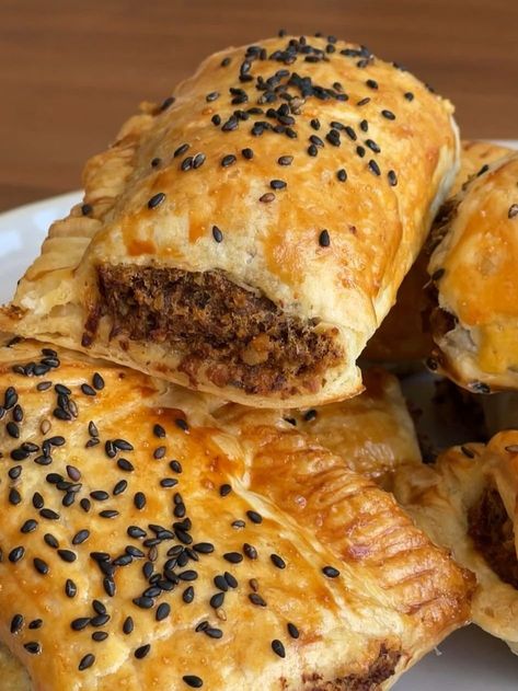 Mushroom and Chickpea ‘Sausage’ Rolls Chickpea Mushroom, Mushroom Sausage Rolls, Chickpea Sausage, Chickpea And Mushroom Recipe, Vegan Sausage Roll, Vegetarian Sausage Rolls Recipe, Vegan Sausage Rolls Recipe, Vegan Sausage Rolls, Sausage Rolls Recipe