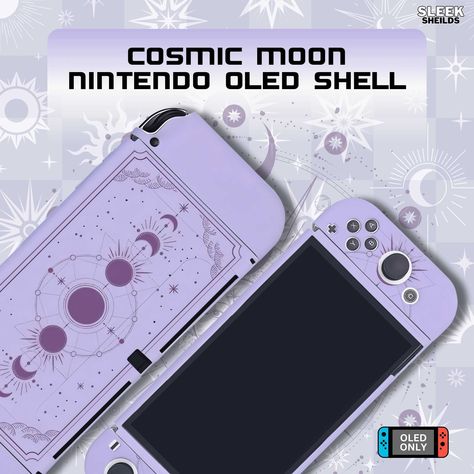 Purple Aesthetic Moon, Switch Oled Aesthetic, Nintendo Switch Cover, Switch Aesthetic, Aesthetic Moon, Switch Case, Hogwarts Dr, Nintendo Switch Case, Streamer Dr