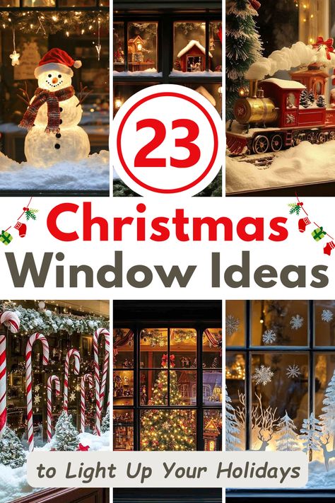 Looking to make your home sparkle this Christmas? Explore 23 stunning window decorating ideas, including gingerbread villages, holiday fairies, and Victorian Christmas themes, perfect for spreading holiday magic! #ChristmasDecor #WindowDecor #HolidayInspiration #FestiveDecor #ChristmasMagic ##WindowDecorIdeas Christmas Scene Decor, Outside Window Decorations For Christmas, Gingerbread Window Decorations, Window Decorations For Christmas Indoor, Outdoor Window Decorations For Christmas, Inside Window Christmas Decor, Holiday Store Window Displays, Bay Window Christmas Tree, Front Window Christmas Decor