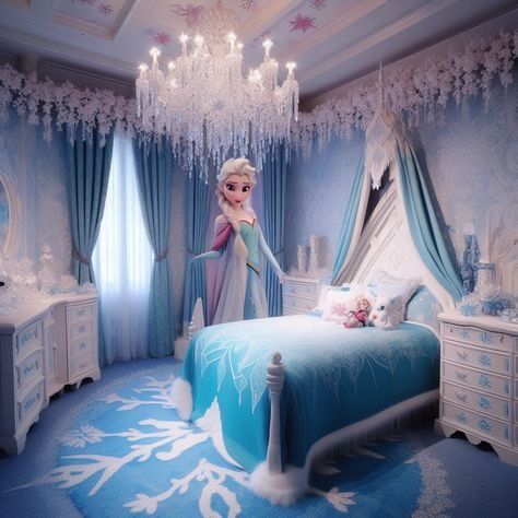 Barbie Playhouse, Elsa Room, 28th Birthday Ideas, Daughter Room, Frozen Bedroom, Fairytale Bedroom, Princess Bedrooms, Frozen Room, Kid Bedrooms