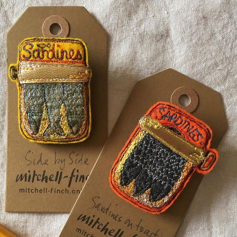 Sardine Embroidery, Freemotion Embroidery, Sardine Tin, Free Motion Embroidery, Felt Embroidery, Student Project, Garden Crafts, Embroidery Art, Project Ideas