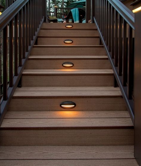 45+ Beautiful DIY Deck Lighting Ideas & Designs For 2020 Deck Lighting Ideas, Trex Deck Lighting, Stair Lights Indoor, Deck Stair Lights, Rail Lighting, Deck Post Lights, Deck Step Lights, Electronic Store, Windows Ideas