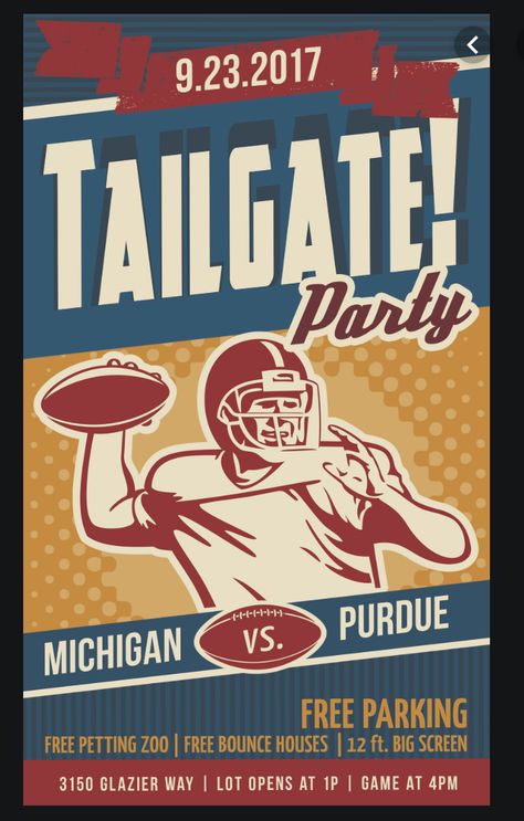 Tailgate Graphic, Football Game Day Graphic Design, College Football Gameday Graphics, College Football Official Visit Graphic, College Football Schedule Graphic, Football Tailgate Party, Poster Project, Football Tailgate, Tailgate Party