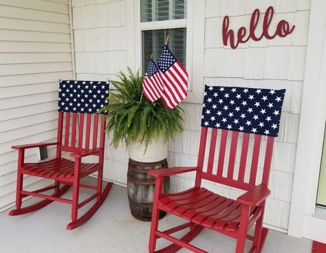 Patriotic Chair Back Covers Fourth of July Navy White Stars Front Porch Decor Americana Labor Day Veterans Military - Etsy Independence Day Diy, Patriotic Home Decor, Patriotic Porch, French Cottage Decor, July Decoration, Chair Back Covers, 4th July Crafts, Independance Day, Fourth Of July Decor