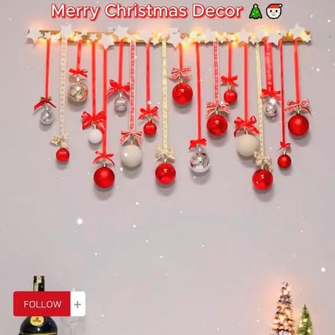 Credit: @lovefriend668 I hope you like this DIY Christmas Decorations Ideas #christmasdecorationideas #christmasdeco #chritsmasdecoratingideas #christmastreedecorideas #diychristmasdecorations #christmastreeideas #christmascrafts #christmasdiycrafts #christmasdecorideas #DIYwalldecor Diy Home Christmas Decorations, Simple Decoration For Christmas At Home, Kids Bedroom Christmas Decor Ideas, Christmas Decor At Home Easy Diy, Wall Decor Christmas Diy, Christmas Cupboards Decorating Ideas, Christmas Tv Wall Decor, Diy Christmas Wall Decorations Easy, Diy Christmas Party Backdrop Ideas