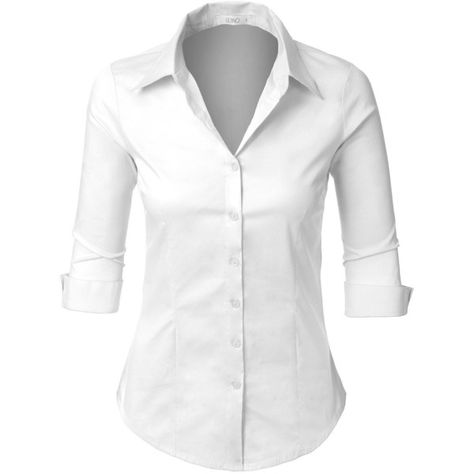 LE3NO Womens Roll Up 3/4 Sleeve Button Down Shirt with Stretch (11 PAB) ❤ liked on Polyvore featuring tops, shirts, blouses, white, white top, 3/4 sleeve button down shirt, three quarter sleeve shirts, 3/4 length sleeve tops and stretch shirt Womens Work Shirt, Casual Blouse Women, Three Quarter Sleeve Shirt, Three Quarter Sleeve Tops, Casual Shirt Women, Women's Button Down Shirt, White Button Down Shirt, The Boss, Shirts Blouses