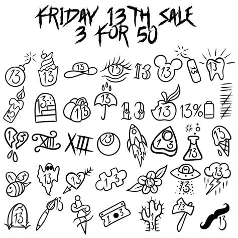 September, Friday the 13th 🩸is just around the corner, and we’re brewing up something very unforgettable and special in our studio. Mark your calendars because you won't want to miss this event 🕸️ 🎃 Exclusive Tattoos. Limited Designs. Insane Prices. 🎃 Will you be brave enough to get inked?Book your spot and get handsomely rewarded. 🕸️ Walkins are welcome - first come first served! 📅 THESE PROMO PRICES RUN FROM September 10th - 13th ONLY. BOOKINGS OUTSIDE THIS TIME WILL BE CHARGED AT NORM... Small Friday The 13th Tattoos, Friday The 13th Tattoo Ideas, Friday 13 Tattoo, Friday 13 Tattoo Ideas, 13 Tattoo Ideas, Friday The 13th Tattoo Flash, Friday The 13th Flash, 13 Tattoo, Friday The 13th Tattoo