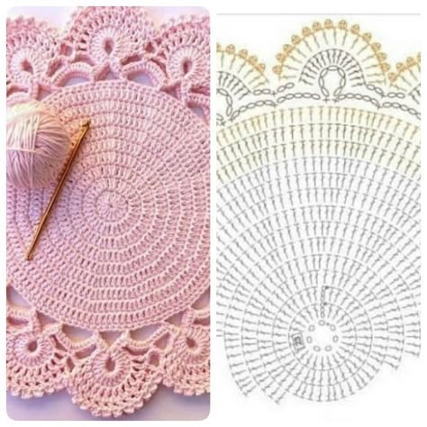 Crochet Placemats Diagram, Crochet Coaster Diagram Charts, Crochet Doily Diagram Charts English, Crochet Doily Diagram Circles Free, Half Circle Doily Crochet Pattern, Crochet Circle Pattern, Crochet Doily Rug, Crochet Placemat Patterns, Crochet Mat